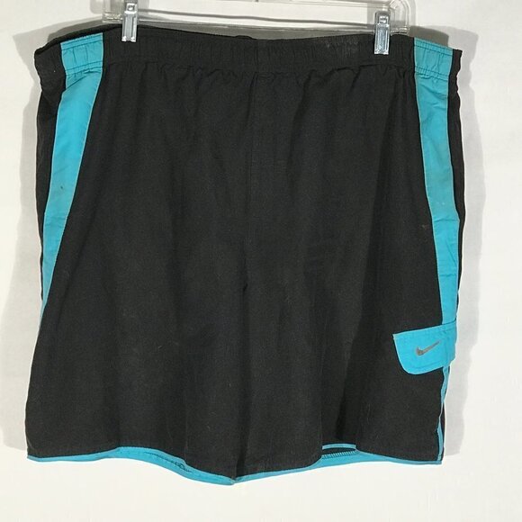 NIKE Sport Swim Trunks Black Teal Multicolor Athletic Shorts - Picture 4 of 9